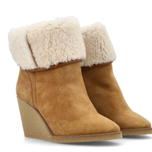 New in box! Isabel Marant Shearling Totam Wedge Boots. Sz 39. Orig. $1080 - Picture 1 of 9